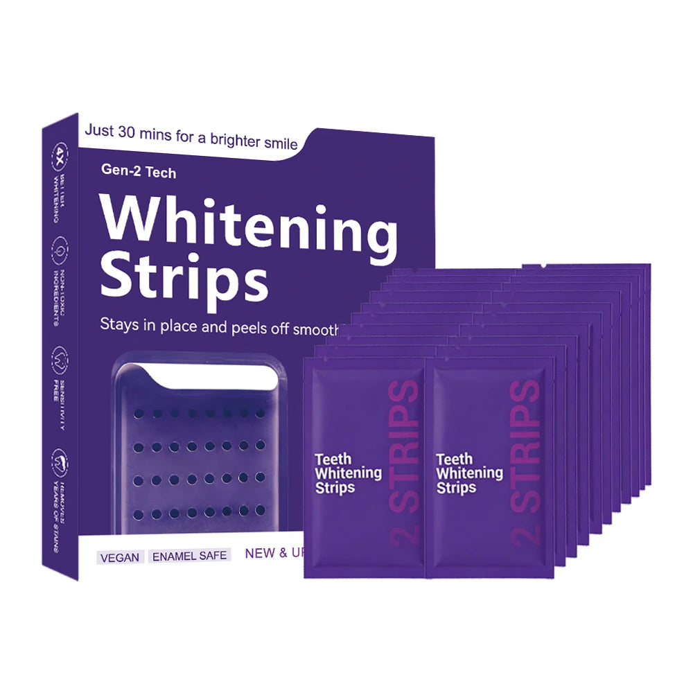 Professional High Viscosity Non Sensitive Teeth Whitening Safe for Enamel Purple V34 Teeth Whitening Strips
