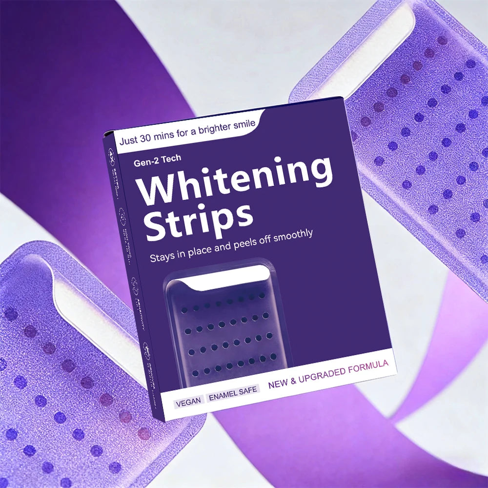 Professional High Viscosity Non Sensitive Teeth Whitening Safe for Enamel Purple V34 Teeth Whitening Strips