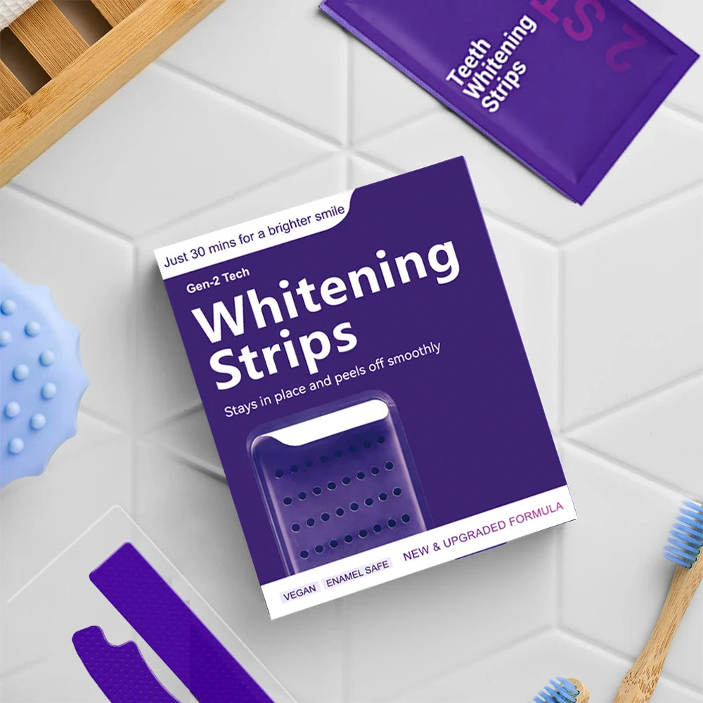 Professional High Viscosity Non Sensitive Teeth Whitening Safe for Enamel Purple V34 Teeth Whitening Strips